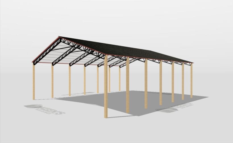 Keen'S Buildings, 50' X 60' X 20' Open Pole Barn Installed, Kpb-506020-Op