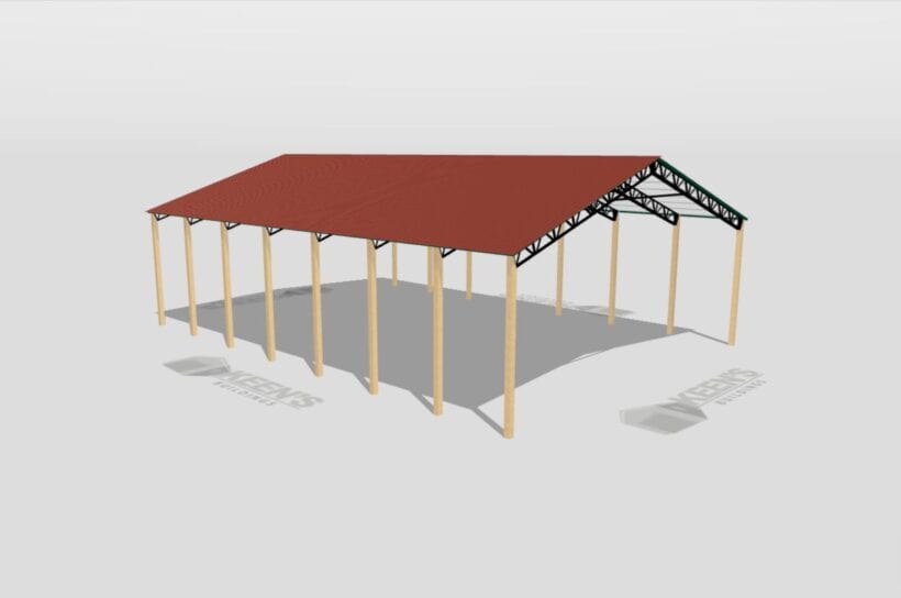 Keen'S Buildings, 50' X 70' X 16' Open Pole Barn Installed, Kpb-507016-Op