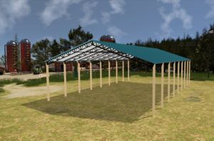 50' x 80' x 16' Open Pole Barn Installed