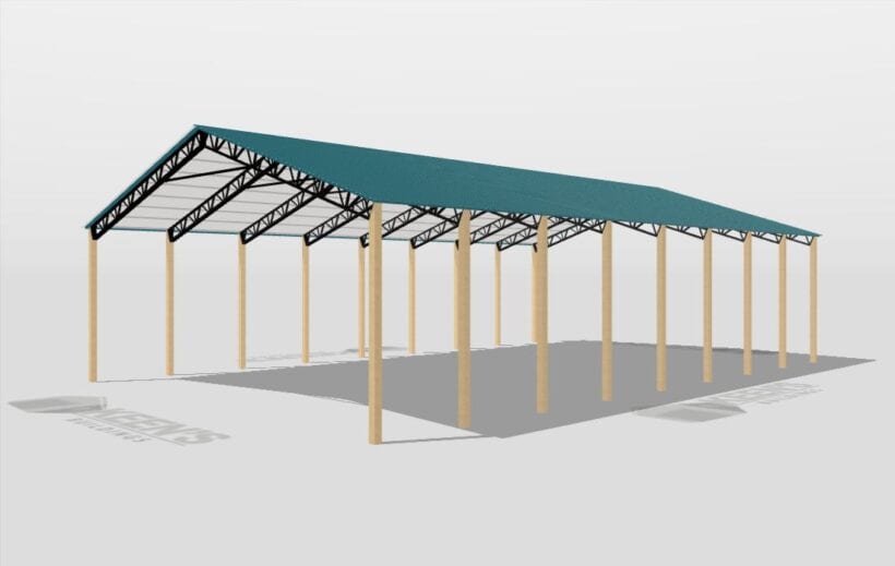 Keen'S Buildings, 50' X 80' X 16' Open Pole Barn Installed, Kpb-508016-Op