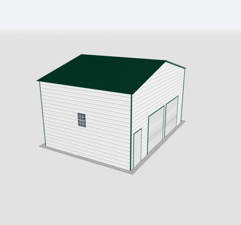 Keen'S Buildings, 28X20X14 2-Car Metal Garage, Kbg-2G282014-1D1W