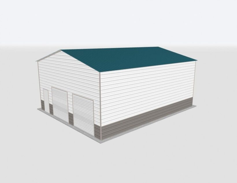Keen'S Buildings, 28X30X12 2-Car Metal Garage, Kbg-2G283012-1D1W