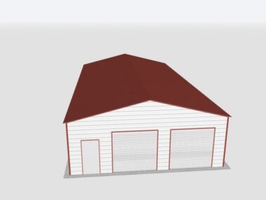 Keen's Buildings, 28x55x10 2-Car Metal Garage, KBG-2G285510-1D1W