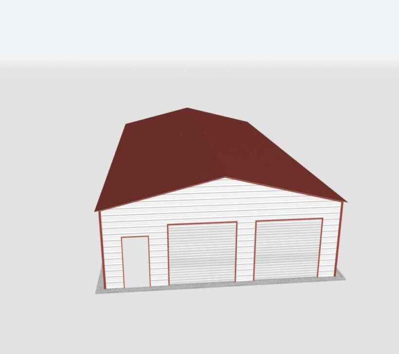Keen'S Buildings, 28X55X10 2-Car Metal Garage, Kbg-2G285510-1D1W