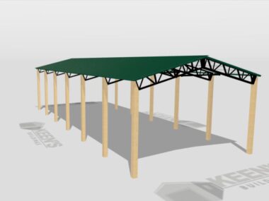 Keen's Buildings, 24' x 60' x 12' Open Pole Barn Installed, KPB-246012-OP