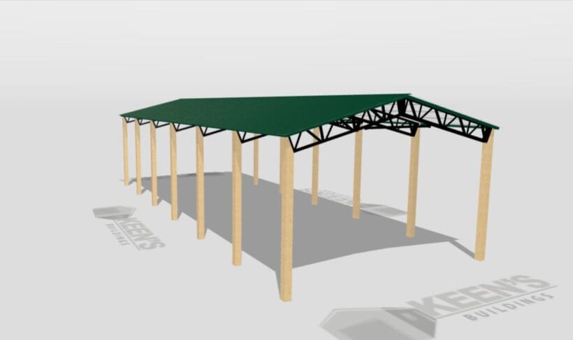 Keen'S Buildings, 24' X 60' X 12' Open Pole Barn Installed, Kpb-246012-Op