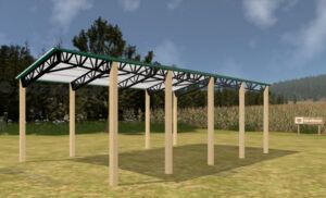 24' x 40' x 12' Open Pole Barn Installed