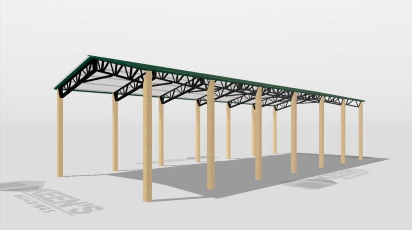 Keen'S Buildings, 24' X 60' X 12' Open Pole Barn Installed, Kpb-246012-Op