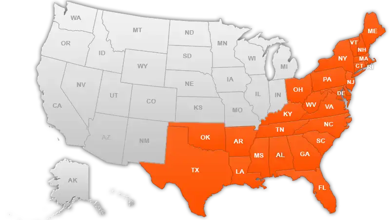 Metal Building Service Area & Construction Map