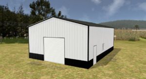 28' x 50' x 20' Enclosed Pole Barn Installed