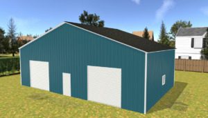 50' x 30' x 12' Enclosed Pole Barn Installed