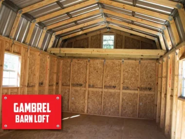 Keen's Buildings, Gambrel Cabin Sheds with Porch, KPB-BARNSHPOR-1D1W