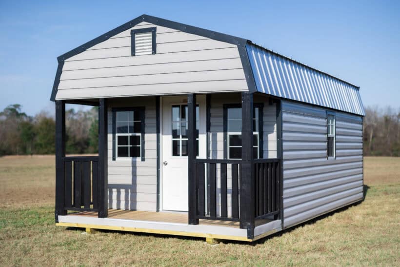 Keen'S Buildings, Gambrel Cabin Sheds With Porch, Kpb-Barnshpor-1D1W