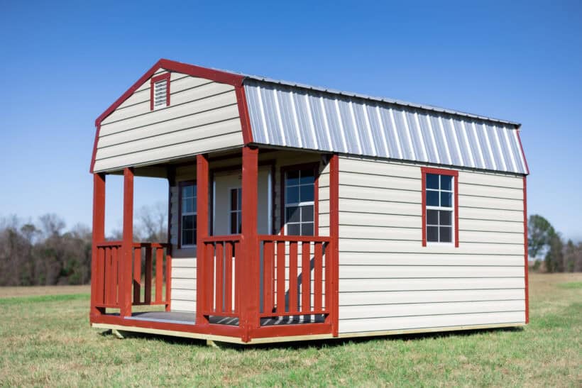 Keen'S Buildings, Gambrel Cabin Sheds With Porch, Kpb-Barnshpor-1D1W