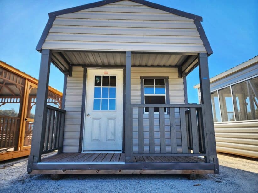 Keen'S Buildings, Gambrel Cabin Sheds With Porch, Kpb-Barnshpor-1D1W