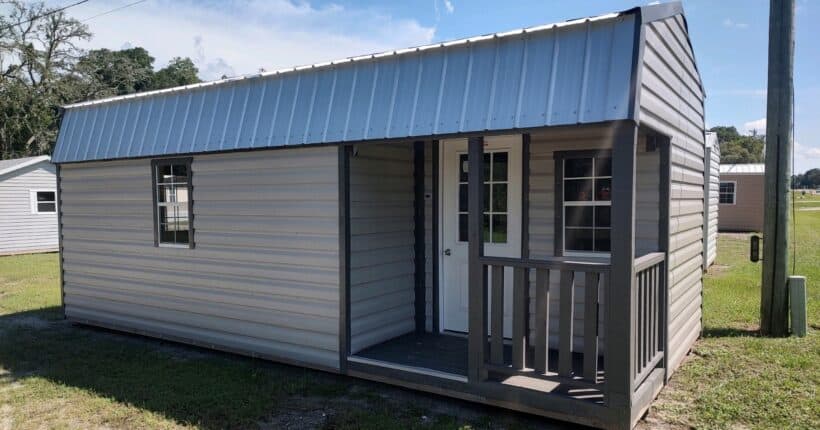 Keen'S Buildings, Gambrel Cabin Sheds With Porch, Kpb-Barnshpor-1D1W