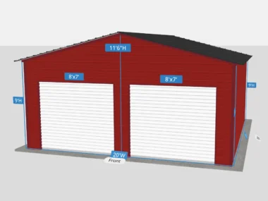 Keen's Buildings, CompactPro 20x20 Metal Garage (Small 2-Car Garage), KBG-202000-2G0D0W