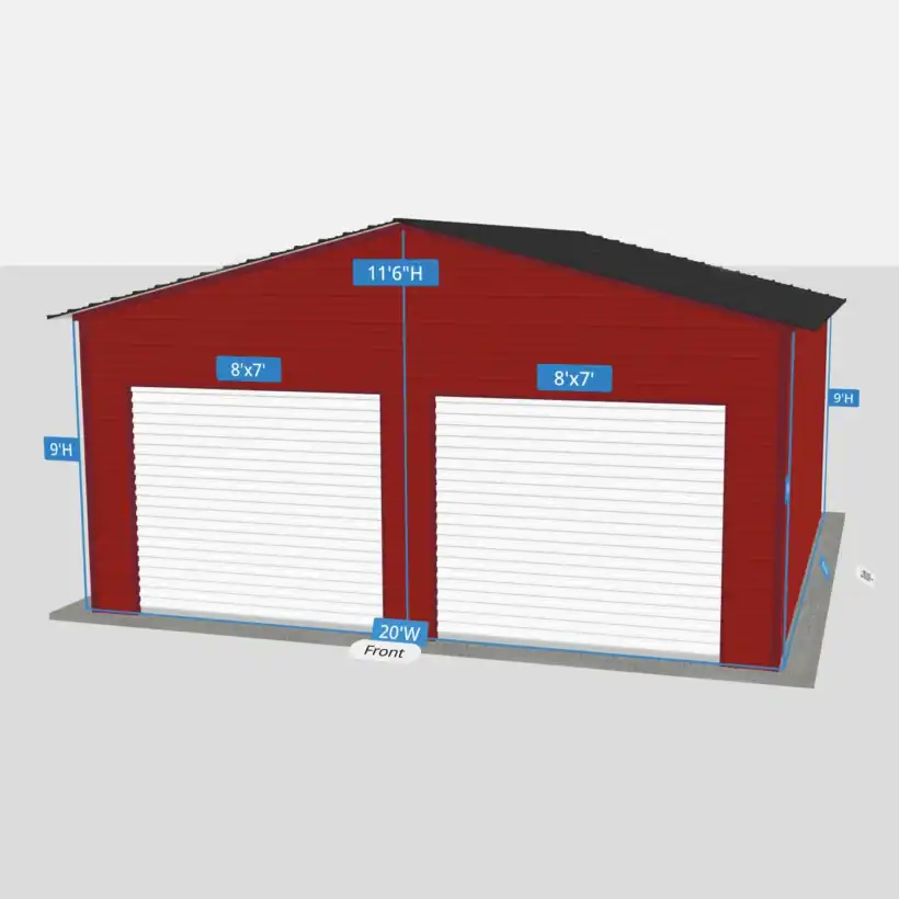 Keen'S Buildings, Compactpro 20X20 Metal Garage (Small 2-Car Garage), Kbg-202000-2G0D0W