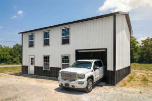 24x36x16 2-Story Metal Garage Installed