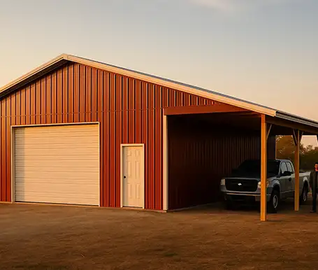 Half Open and Half Enclosed Pole Barn