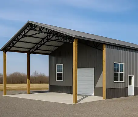 Combination Open/Enclosed Pole Barns