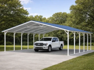 28x30 steel carport with truck underneath