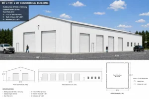 80x125 Metal Building - Industrial Warehouse & Riding Arena