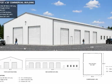 80x125 Metal Building - Industrial Warehouse & Riding Arena