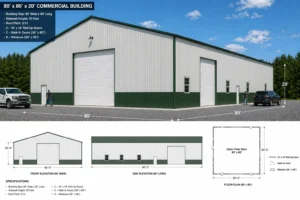 80x80 Metal Building - Commercial Hub & Industrial Workshop
